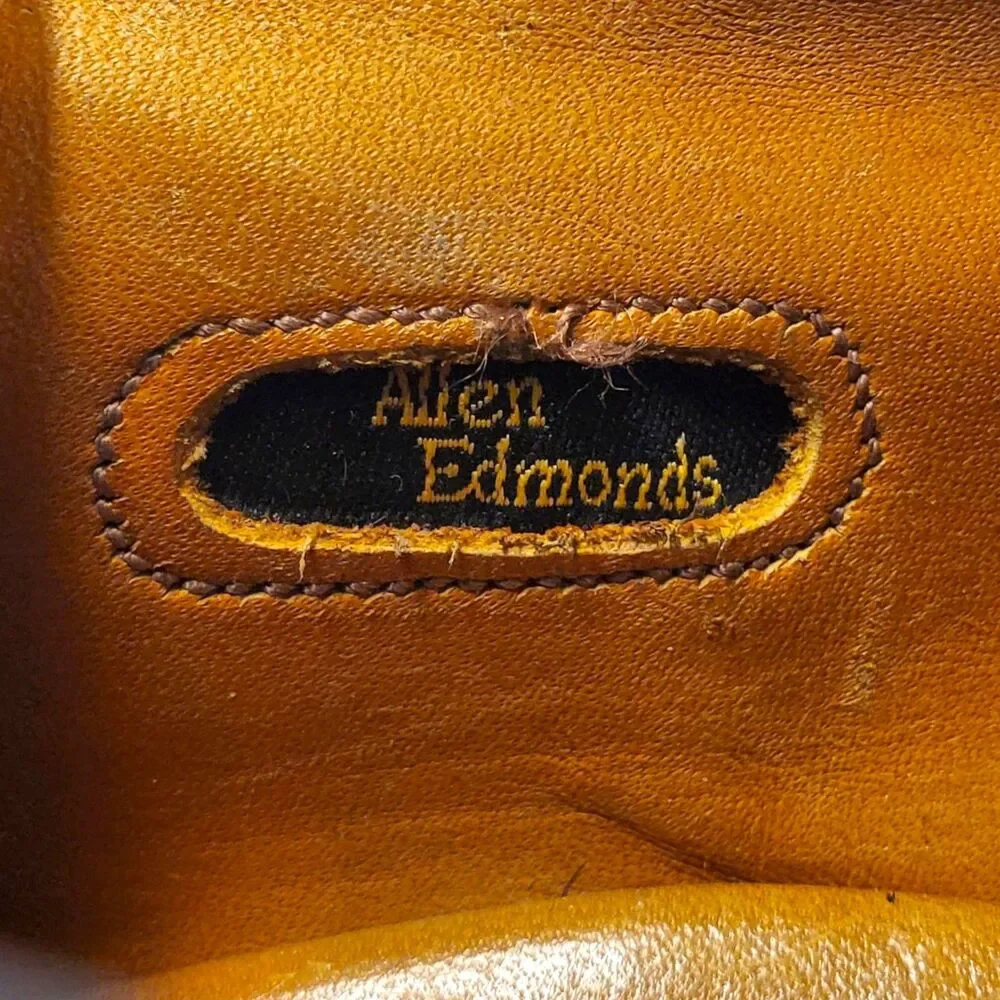 ALLEN EDMONDS Shoes BURTON Mens Size 9.5 D Black Leather Oxford Square Toe 1102